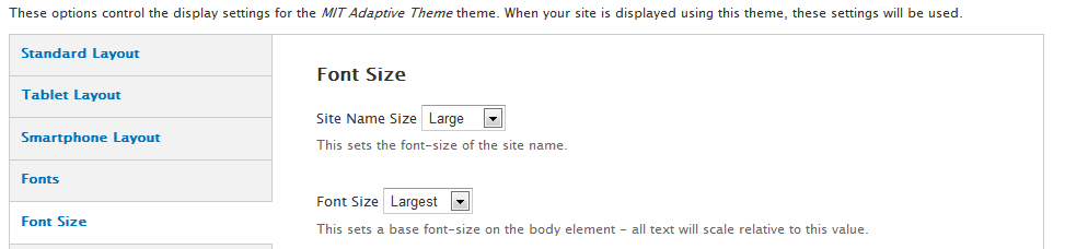 Example: choose font size