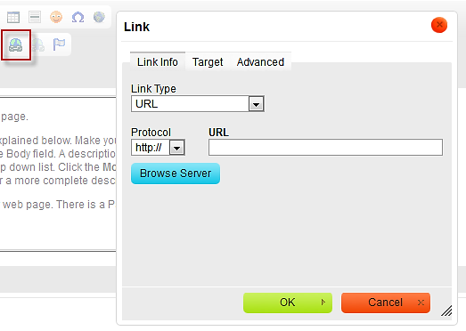 Link dialog